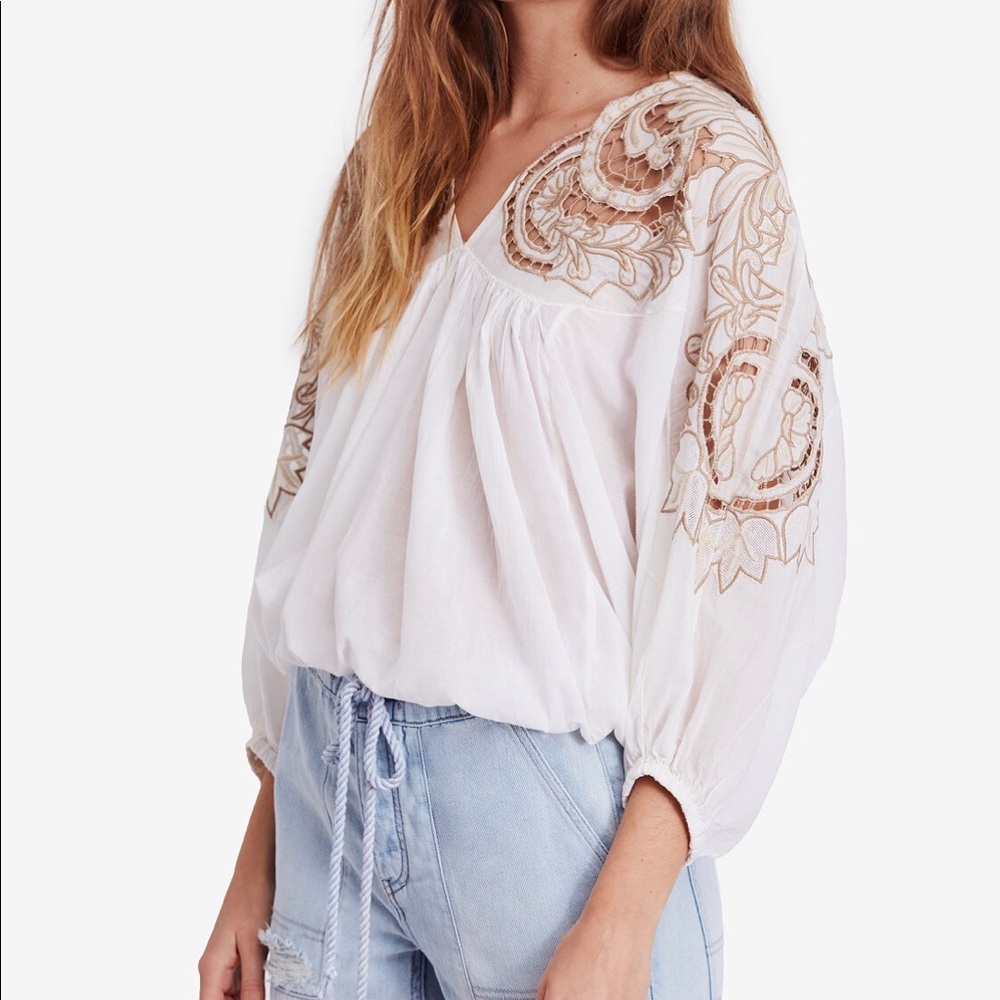 COPY - Free People Embroidered Cutout Top
